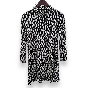 Polka Dot Knit Jersey Turtleneck  Dress Medium